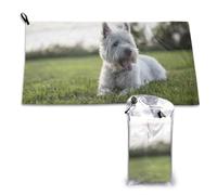 Toalla de microfibra de secado rápido para perros Westie Lawn, West Highland White Terrier, para adultos, 40,6 x 64,8 cm