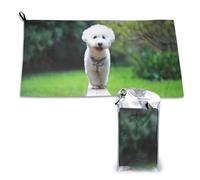 Toalla de microfibra para perros Bichón Frisé Bokeh, color blanco, para perros, secado rápido, para adultos, 40 x 55 cm