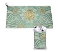Toalla de microfibra suave con mandala celta verde salvia y dorado, de secado rápido, para adultos, 40,6 x 40,6 cm