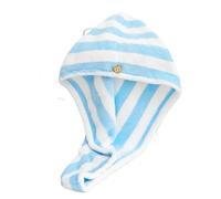 Toalla de microfibra superabsorbente for cabello seco, gorro ducha a rayas secado rápido, accesorios baño Toalla Para El Pelo(Blue)