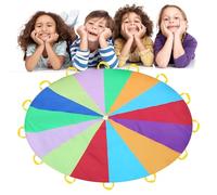 Toalla de oscilación de arco iris grande, 3/2 m, para niños, paracaídas multicolor, con asas, juguete para niños, juguete para la escuela, familia, al aire libre, juegos educativos, juegos infantiles