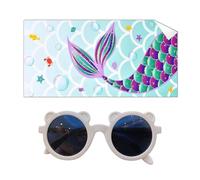 Toalla De Playa De Cola De Pez De 1 Pieza, Gafas De Sol De Playa De 1 Pieza, Toalla De Natación De Viaje, Toalla De Camping, Toalla De Baño Plegable