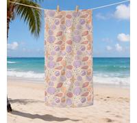 Toalla de playa de microfibra con patrón de conchas, color beige, inspirada en el océano, de secado rápido, suave, sin arena, ligera, para viajes, picnic, piscina, gimnasio, artículos esenciales al