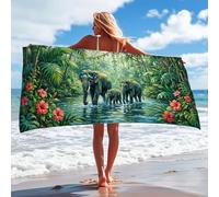 Toalla de playa de microfibra de elefante tropical, toalla de baño de animales de la selva, secado rápido, suave, sin arena, ligera, manta de playa, piscina, gimnasio, viajes al aire última