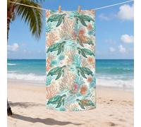 Toalla de playa de microfibra de tortuga marina tropical, toalla de baño Aqua Ocean Life, de secado rápido, absorbente, suave, sin arena, ligera, esencial para vacaciones al aire libre, 35 x 70