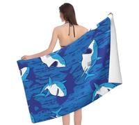 Toalla de playa de microfibra - Manta impresa de tiburón de secado rápido, paños grandes y ligeros, textiles sin | Equipo deportivo portátil para viajes, yoga,