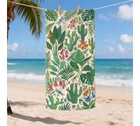 Toalla de playa de microfibra verde tropical, plantas botánicas, de secado rápido, suave, sin arena, manta de playa ligera, de gran tamaño, para día festivo al aire última intervensión, artículos