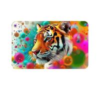 Toalla de playa de terciopelo de piel de melocotón de secado rápido con símbolos sobrenaturales de cabeza de tigre de burbujas arcoíris, 1 unidad, 1 unidad, toalla de playa de gran tamaño, 130 x 79 cm