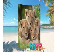 Toalla de Playa Grande 70x140 cm Primer Plano De Un Animal Un LeóN. Prevención de Arena, Toallas de Playa y Piscina, Ligera, Secado Rápido, Absorbentes Verde para Adultos y Niños, Viajes, Sauna