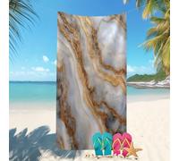 Toalla de Playa Grande 80x160 cm Lujo MáRmol Estampado. Prevención de Arena, Toallas de Playa y Piscina, Ligera, Secado Rápido, Absorbentes Blanco GrisáCeo para Adultos y Niños, Viajes, Sauna