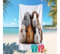 Toalla de Playa Grande 80x160 cm Primer Plano De Conejillos De Indias Prevención de Arena, Toallas de Playa y Piscina, Ligera, Secado Rápido, Absorbentes Blanco para Adultos y Niños, Viajes, Sauna