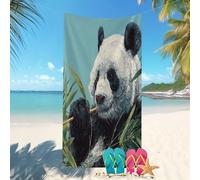 Toalla de Playa Grande 90x180 cm Primer Plano del Panda Gigante Prevención de Arena, Toallas de Playa y Piscina, Ligera, Secado Rápido, Absorbentes Azul-Verde para Adultos y Niños, Viajes, Sauna