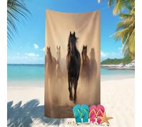 Toalla de Playa Grande 90x180 cm Primer Plano Un Animal, Un Caballo Prevención de Arena, Toallas de Playa y Piscina, Ligera, Secado Rápido, Absorbentes MarróN Claro para Adultos y Niños, Viajes, Sauna