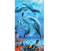 Toalla De Playa Grande para Mujer Hombre XXL 100x180cm Microfibra Azul Delfines Toalla De Baño Ideal para La Playa Piscina o Ducha Yoga