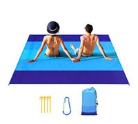 Toalla de playa grande - Toalla de playa ligera resistente a la arena | Paño impermeable de secado rápido con 4 piquetas y bolsillo en la esquina, 208 x 198 cm para viajes, camping, picnic en la playa