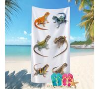 Toalla de Playa Ligera, Toallas de Playa de Microfibra 70x140 cm Primer Plano De Un Lagarto Animal Prevención,Arena Secado Rápido Grande,Toalla de baño Blanco Playa, Lscina,Yoga,Fitness Viajes