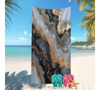 Toalla de Playa Ligera, Toallas de Playa de Microfibra 80x160 cm Lujo Fluidez Arte. Prevención,Arena Secado Rápido Grande,Toalla de baño Blanco GrisáCeo Playa, Lscina,Yoga,Fitness Viajes
