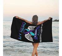Toalla De Playa Mi Héroe Ahora Es Mi Ángel. Concientización sobre La Prevención del Suicidio. Toallas De Sauna Rápido Toallas Baño Fácil Cuidado Toalla De Viaje para Camping Natación 80X130CM