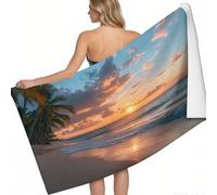 Toalla de Playa Microfibra Amanecer en la Playa Pirata 160 x 80 cm Toalla de baño Grande Color Naranja Secado rápido sin Arena Ligera portátil Piscina Yoga Gimnasio Viajes
