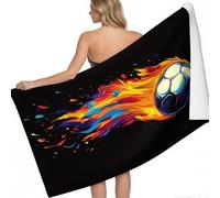 Toalla de Playa Microfibra Fútbol con Llamas de Colores 140 x 70 cm Estilo De Dibujos Animados Suave Absorbente Secado rápido Playa Piscina mar Idea de Regalo Verano