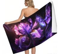 Toalla de Playa Microfibra Iris 3D 140 x 70 cm Púrpura Suave Absorbente Secado rápido Playa Piscina mar Idea de Regalo Verano