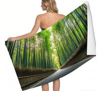 Toalla de Playa Microfibra Ligera Camino de árboles Antiguos del Bosque de bambú 180 x 90 cm Verde Secado rápido sin Arena Absorbente Playa Camping Viajes Crucero baño