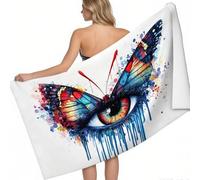 Toalla de Playa Microfibra Ojos Abstractos de una Mariposa 200 x 100 cm Azul Absorbente Secado rápido Playa Piscina Camping Viajes Verano