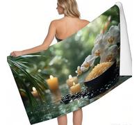 Toalla de Playa Microfibra Piedra de Vela de orquídea 140 x 70 cm Verde Secado rápido sin Arena Ligera Absorbente Playa Gimnasio Viajes Sauna