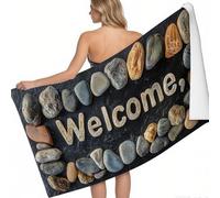 Toalla de Playa Microfibra Rompecabezas del Alfabeto de Piedra 160 x 80 cm XXL Negro Ultraligera portátil Secado rápido sin Arena Piscina Camping Viajes