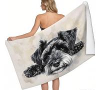 Toalla de Playa Microfibra Schnauzer 200 x 100 cm Gris antiarena Secado rápido Playa Piscina Yoga Camping Viajes Adultos niños