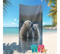 Toalla de playa microfibra suave y cómoda 70x140 cm Primer Plano Animal Un Oso Polar sin arena, secado rápido, extra grande, Manta De Playa Gris Claro ideal para playa, piscina, vacaciones y acuáticos