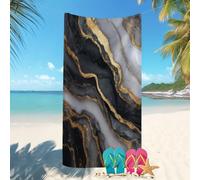 Toalla de Playa Microfibra Suave y cómoda 80x160 cm Lujo MáRmol Estilo. sin Arena, Secado rápido, Extra Grande, Manta De Playa Blanco GrisáCeo Ideal para Playa, Piscina, Vacaciones y acuáticos