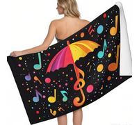 Toalla de Playa Notas del Paraguas del Cielo Estrellado 200 x 100 cm Negro Secado rápido sin Arena Absorbente Ligera Playa Piscina Camping