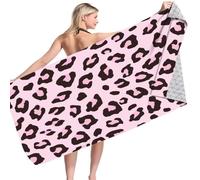 Toalla de playa para mujer, estampado de leopardo, toalla de playa de microfibra, rosa, toalla de baño, toalla para playa, natación, 130 cm x 80 cm