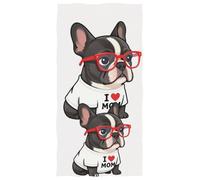 Toalla de playa para mujer y niña, con texto en inglés "I Heart Mom Love Mama Boston Terrier" Dog Lover