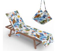 Toalla De Playa Para Tumbonas, Mundo Submarino OcéAno Fundas Para Tumbonas,Laterales Cubierta Para Silla De Piscina Para Tumbona De JardíN Exteriores,Secado Rápido Beach Towel
