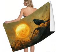 Toalla de Playa Ramas de Cuervo Solar 180 x 90 cm Amarillo Anaranjado Absorbente Suave Secado rápido Playa Piscina baño Ducha Hombre Mujer niño