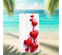 Toalla de playa romántica de microfibra con forma de corazón, de secado rápido, suave, sin arena, manta ligera para piscina, vacaciones, camping, viajes al aire libre, esenciales, 31 x 62 pulgadas