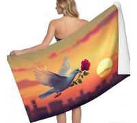 Toalla de Playa Rosa Paloma del Amanecer 180 x 90 cm Color Naranja Absorbente Suave Secado rápido Playa Piscina baño Ducha Hombre Mujer niño