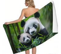 Toalla de Playa Secado rápido Animales, Pandas, Bosque de bambú 140 x 70 cm Estilo de Pintura de Diamantes Suave Ligera sin Arena Playa Viajes Camping Verano
