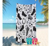 Toalla de Playa Secado Rápido Microfibra 70x140 cm Huella Zapato FúTbol Dibujos Animados Prevención de Arena Toalla de Playa con Estampado Blanco Negro para Playa/Sillas de Playa Vacaciones de Verano