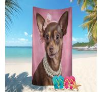 Toalla de Playa Secado Rápido Microfibra 70x140 cm Primer Plano De Un Chihuahua Prevención de Arena Toalla de Playa con Estampado Rosa para Playa/Piscina/Sillas de Playa Vacaciones de Verano