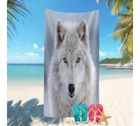 Toalla de Playa Secado Rápido Microfibra 70x140 cm Primer Plano De Un Lobo Prevención de Arena Toalla de Playa con Estampado Blanco para Playa/Piscina/Sillas de Playa Vacaciones de Verano