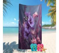 Toalla de Playa Secado Rápido Microfibra 70x140 cm RomáNtico Floral Primer Plano. Prevención de Arena Toalla de Playa con Estampado PúRpura para Playa/Piscina/Sillas de Playa Vacaciones de Verano