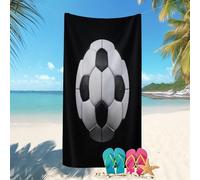 Toalla de Playa Secado Rápido Microfibra 80x160 cm 3D Deportes FúTbol Primer Plano Prevención de Arena Toalla de Playa con Estampado Negro para Playa/Piscina/Sillas de Playa Vacaciones de Verano