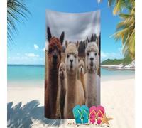 Toalla de Playa Secado Rápido Microfibra 80x160 cm Primer Plano De Una Alpaca Prevención de Arena Toalla de Playa con Estampado 灰绿色 para Playa/Piscina/Sillas de Playa Vacaciones de Verano
