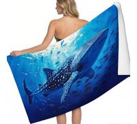 Toalla de Playa Secado rápido tiburón Ballena oceánico 140 x 70 cm Azul Suave Ligera sin Arena Playa Viajes Camping Verano