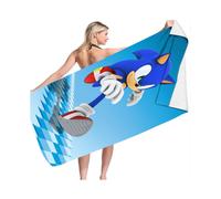 Toalla de playa Sonic de microfibra, color azul y blanco, 70 x 150 cm, para mujer.