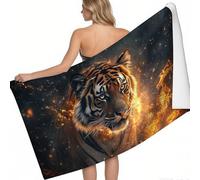 Toalla de Playa Tigre, Animal Que escupe Fuego 180 x 90 cm Marrón Absorbente Suave Secado rápido Playa Piscina baño Ducha Hombre Mujer niño