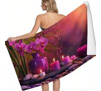 Toalla de Playa Toalla con Vela de orquídea 200 x 100 cm Púrpura Secado rápido sin Arena Absorbente Ligera Playa Piscina Camping